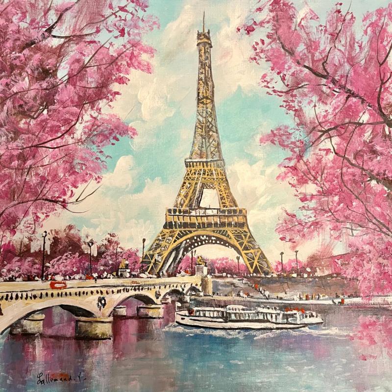Gemälde La Tour Eiffel au printemps von Lallemand Yves | Gemälde Figurativ Urban Acryl