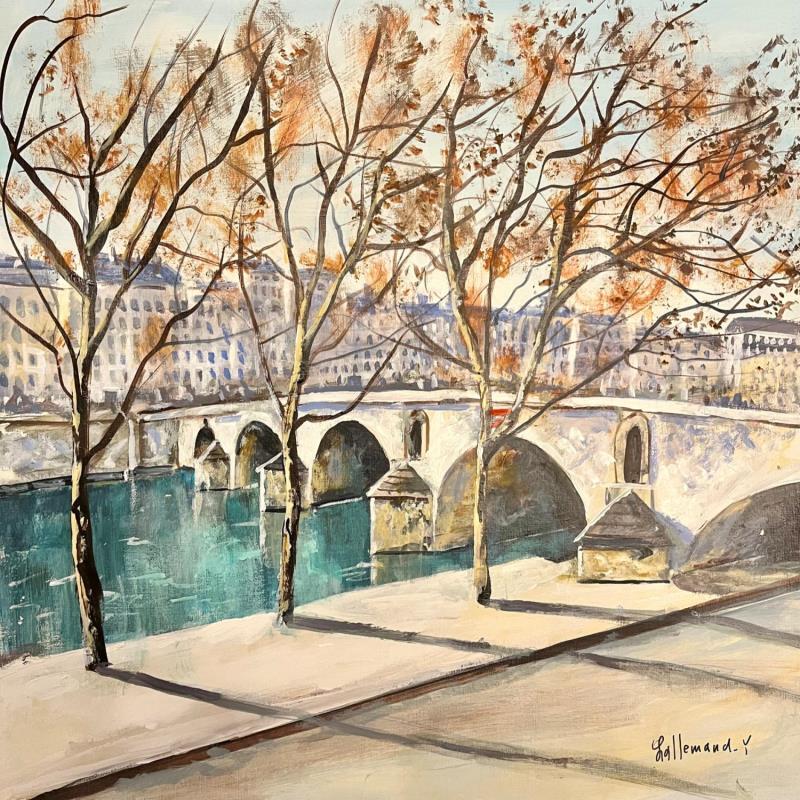 Painting Le Pont Marie  by Lallemand Yves | Painting Figurative Urban Acrylic
