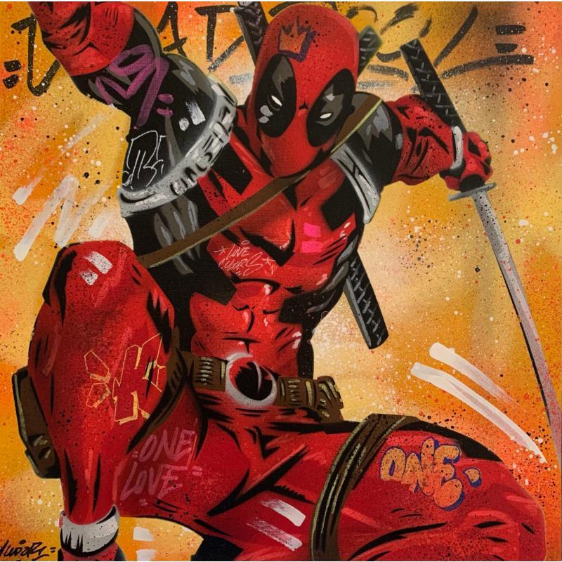 Peinture Deadpool samourai par Kedarone | Tableau Pop-art Icones Pop Graffiti Acrylique