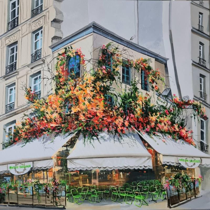 Peinture Maison Sauvage Saint-Germain des prés Paris par Rasa | Tableau Figuratif Urbain Acrylique