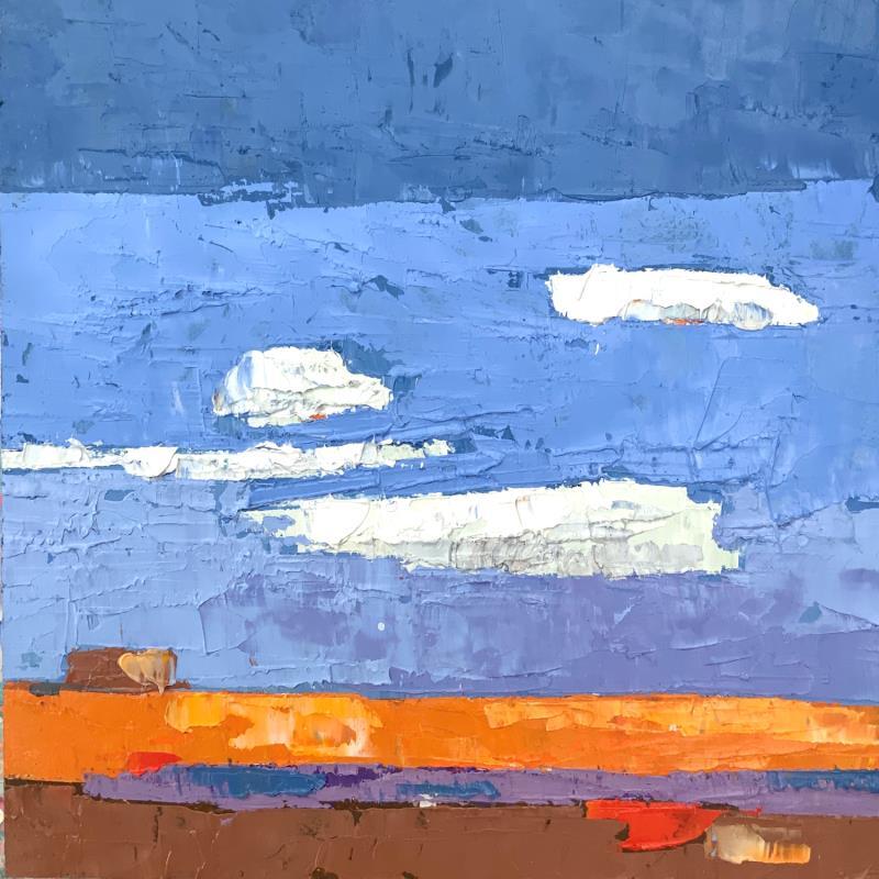 Painting Ciel bleu et violet by Ottenjann Andrea | Painting Abstract Landscapes Oil
