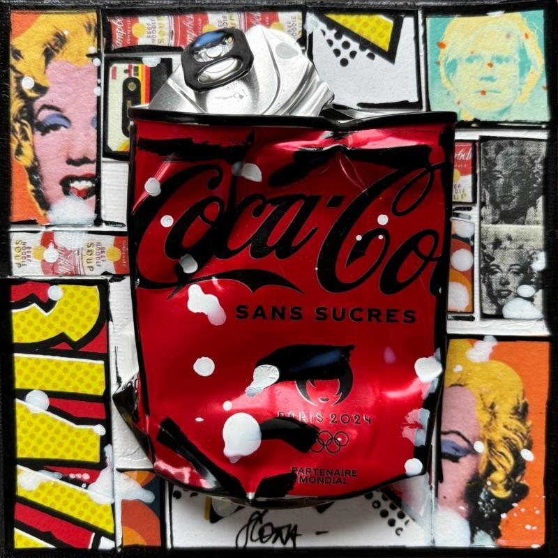 Peinture POP COKE par Costa Sophie | Tableau Pop-art Icones Pop Acrylique Collage Upcycling