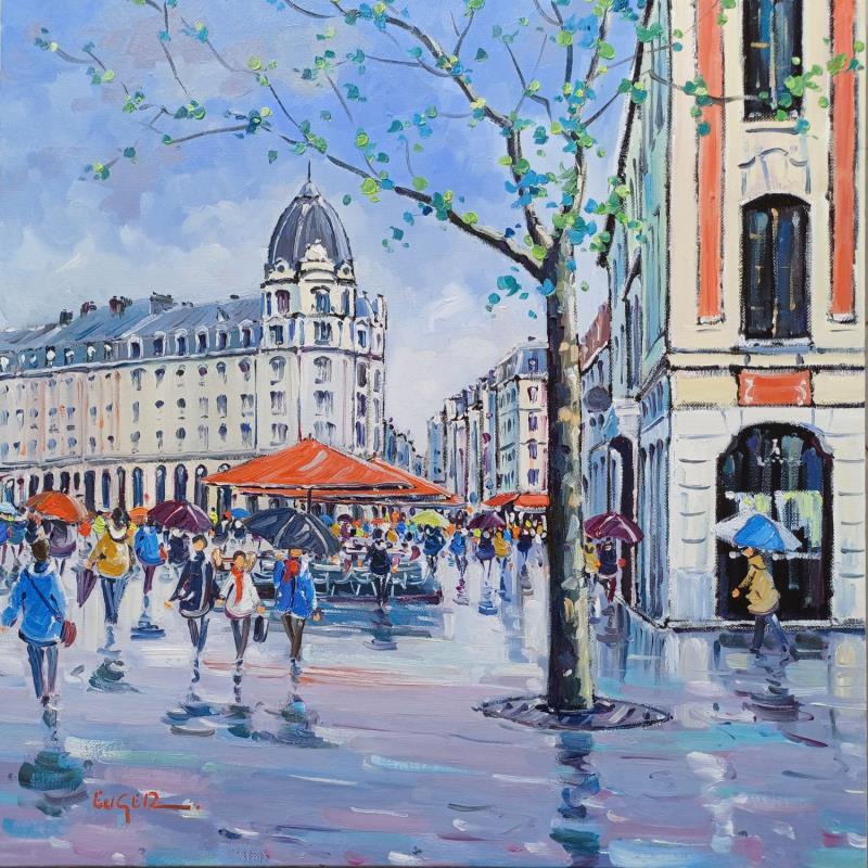 Painting LILLE, PLACE DU THEATRE by Euger | Painting Figurative Society Urban Life style Oil