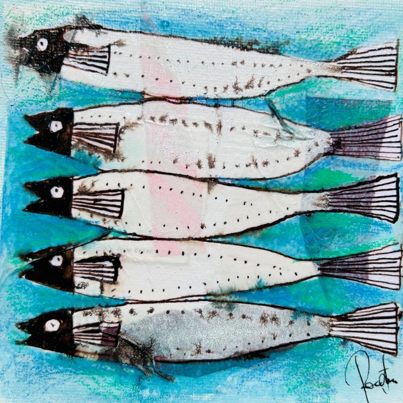 Painting Sardines by Colombo Cécile | Painting Naive art Acrylic, Gluing, Ink, Pastel, Watercolor Animals, Still-life