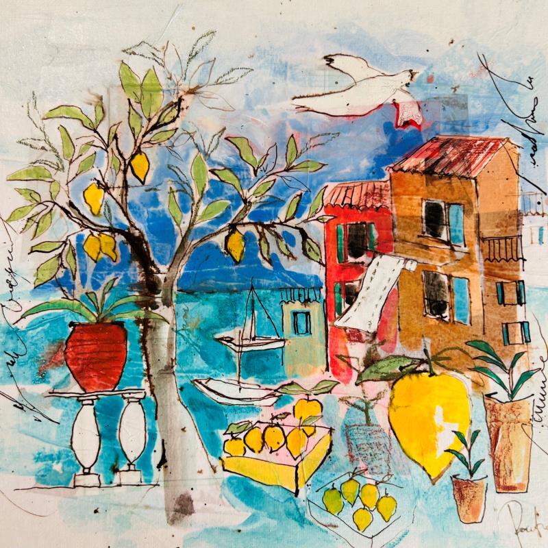 Painting Culture povençale by Colombo Cécile | Painting Naive art Landscapes Nature Life style Watercolor Acrylic Gluing Ink Pastel