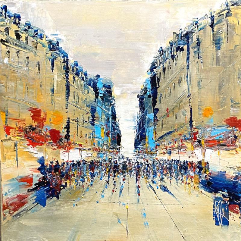 Painting Foule d'un Jour by Raffin Christian | Painting Figurative Oil Urban