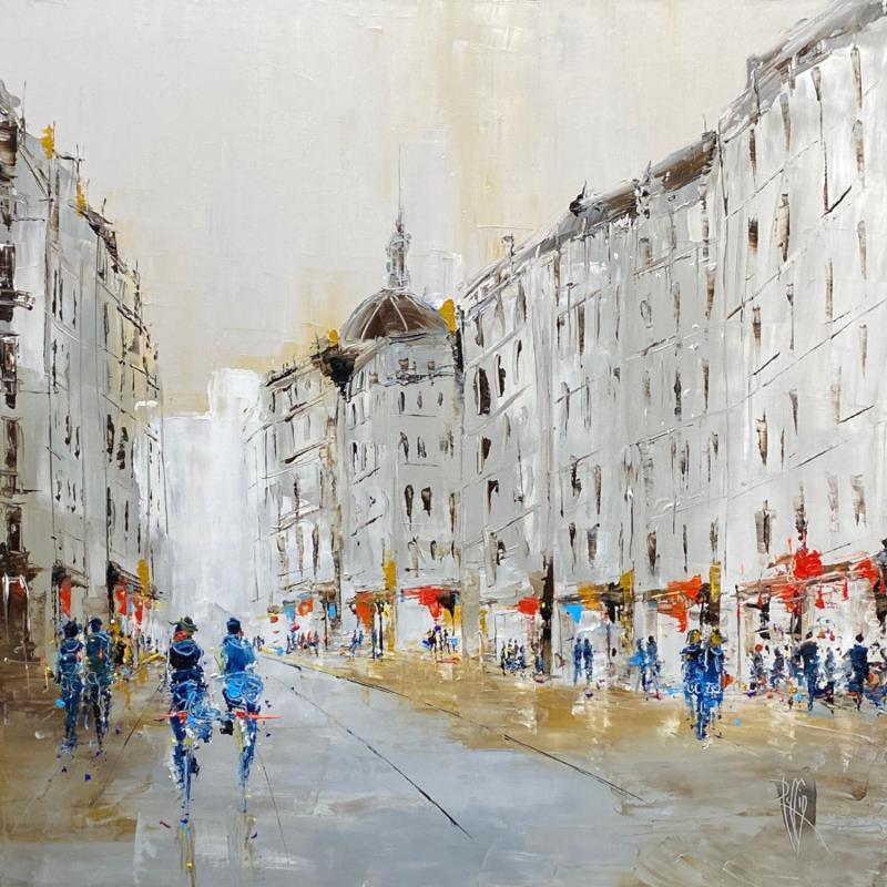 Painting Rue commerçante by Raffin Christian | Painting Figurative Urban Oil