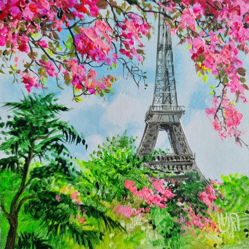 Painting  Spring and tower by Rasa | Painting Figurative Urban Acrylic