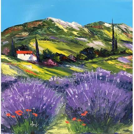 Gemälde Les lavandes en Provence von Degabriel Véronique | Gemälde Figurativ Öl Landschaften, Natur