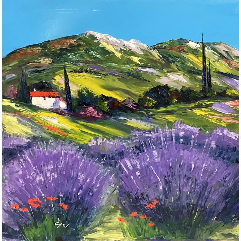 Painting Les lavandes en Provence by Degabriel Véronique | Painting Figurative Oil Landscapes, Nature