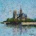 Peinture La tour de Notre-Dame par Dessapt Elika | Tableau Impressionnisme Acrylique Sable