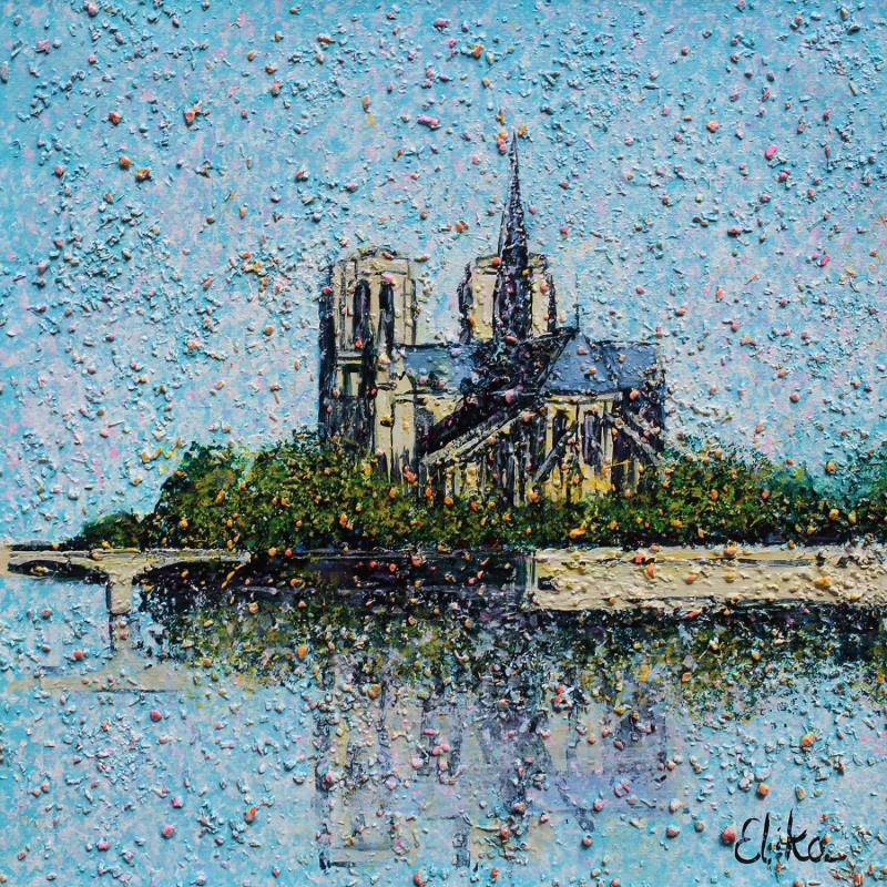 Painting La tour de Notre-Dame by Dessapt Elika | Painting Impressionism Acrylic Sand