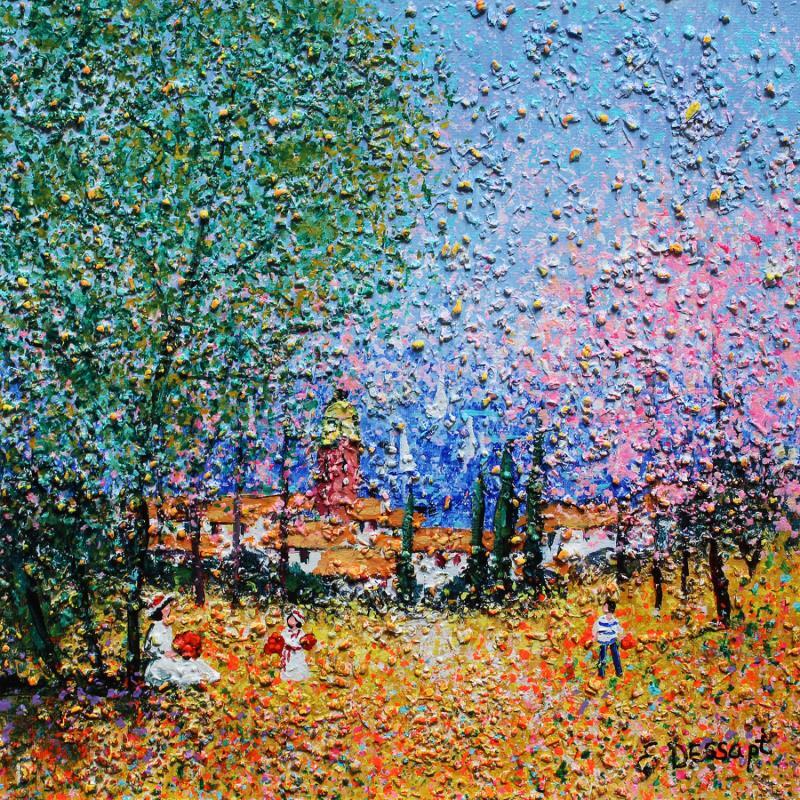 Peinture Les couleurs de St Tropez par Dessapt Elika | Tableau Impressionnisme Acrylique Sable