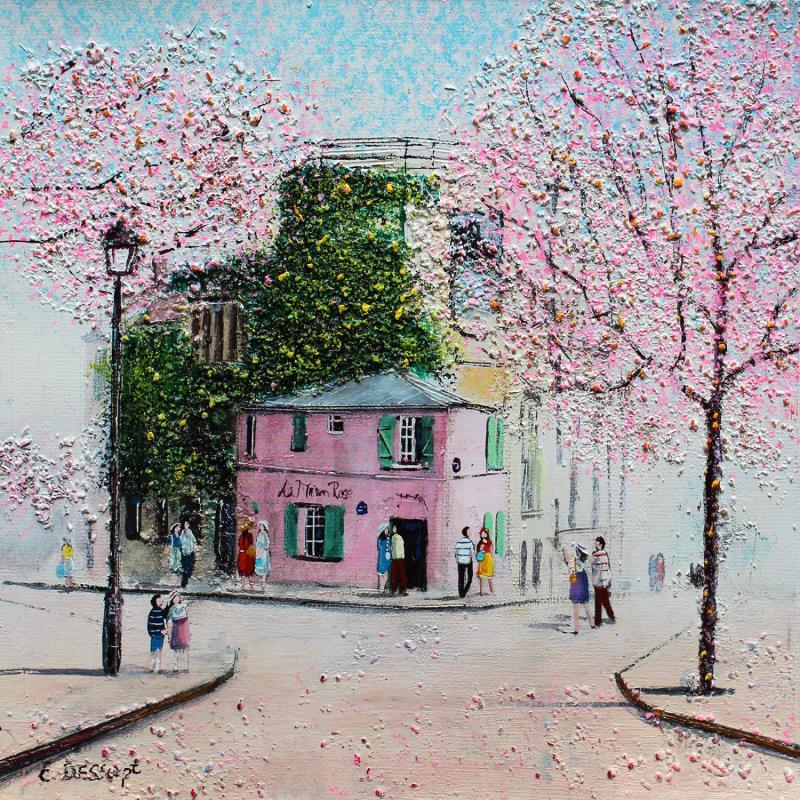Gemälde Allons à la maison rose von Dessapt Elika | Gemälde Impressionismus Acryl Sand