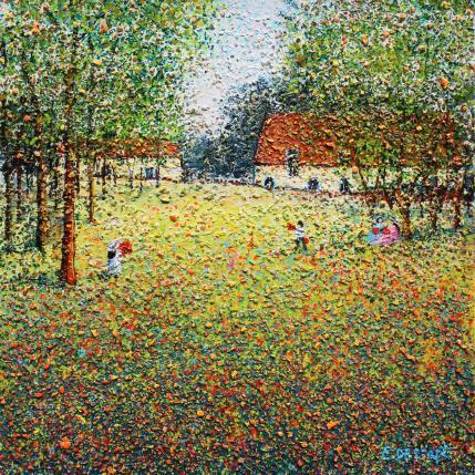 Peinture Un jardin fleuri par Dessapt Elika | Tableau Impressionnisme Acrylique, Sable