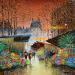 Peinture Le marché au fleur d'automne de la Madeleine par Dessapt Elika | Tableau Impressionnisme Acrylique Sable