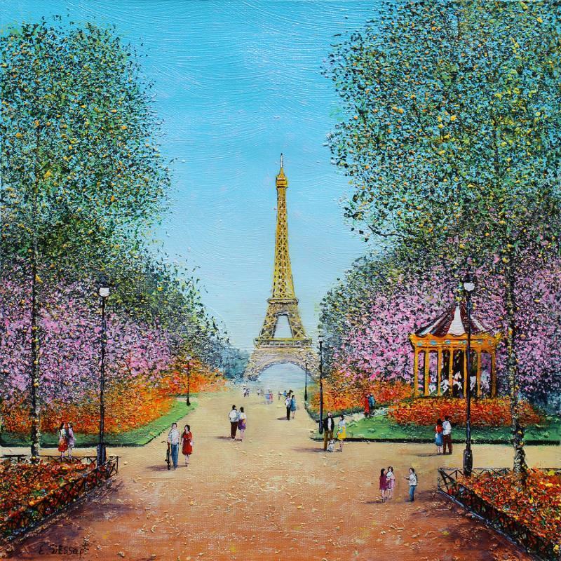 Painting Le printemps est de retour à Paris by Dessapt Elika | Painting Impressionism Acrylic Sand
