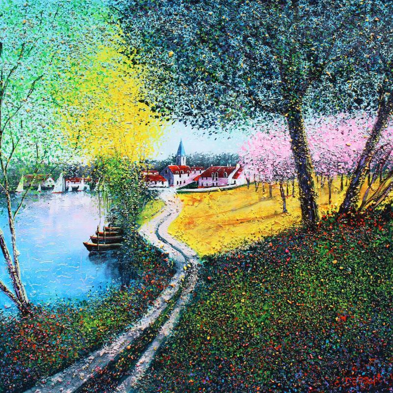 Gemälde Allons dans ce village que j'aimais tant von Dessapt Elika | Gemälde Impressionismus Acryl Sand