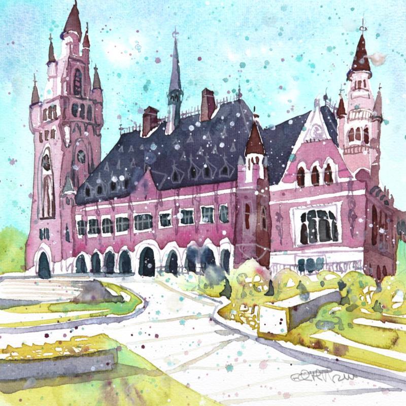 Painting NO.  2482  THE HAGUE  PEACE PALACE by Thurnherr Edith | Painting Subject matter Watercolor Pop icons, Urban