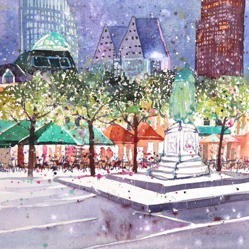 Painting NO.  2488  THE HAGUE  HET PLEIN by Thurnherr Edith | Painting Subject matter Watercolor Urban