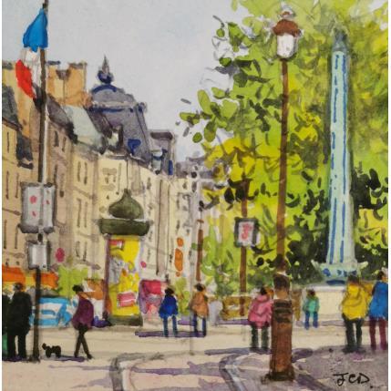 Gemälde Les quais de Paris, musée d'Orsay von Decoudun Jean charles | Gemälde Figurativ Aquarell Urban