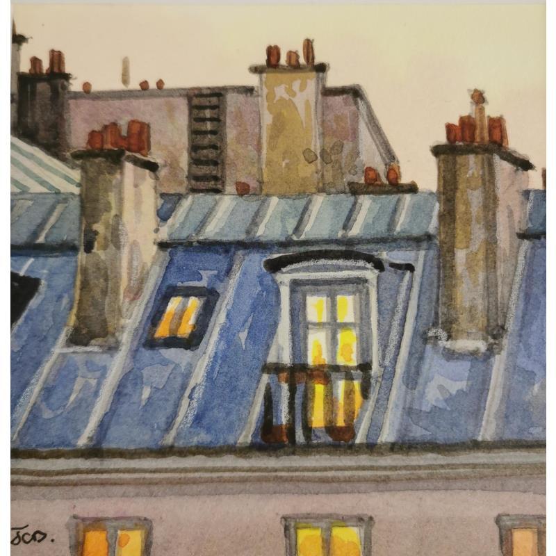 Peinture Paris Chambre de bonne par Decoudun Jean charles | Tableau Figuratif Urbain Aquarelle