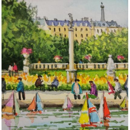 Peinture Paris Jardin du Luxembourg par Decoudun Jean charles | Tableau Figuratif Aquarelle Urbain