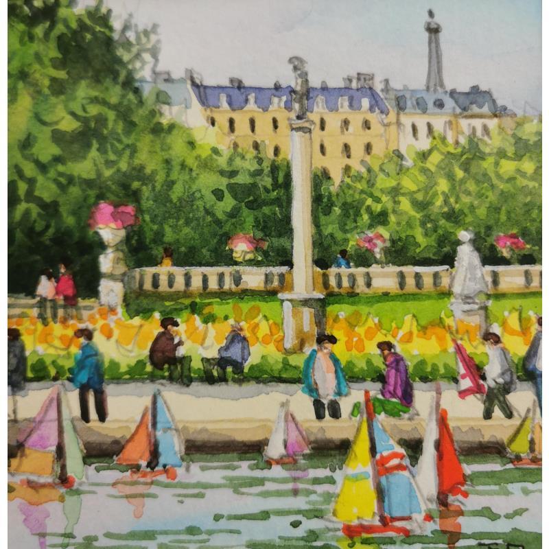 Gemälde Paris Jardin du Luxembourg von Decoudun Jean charles | Gemälde Figurativ Aquarell Urban