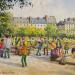 Peinture Paris Le Jardin des Tuileries par Decoudun Jean charles | Tableau Figuratif Urbain Aquarelle