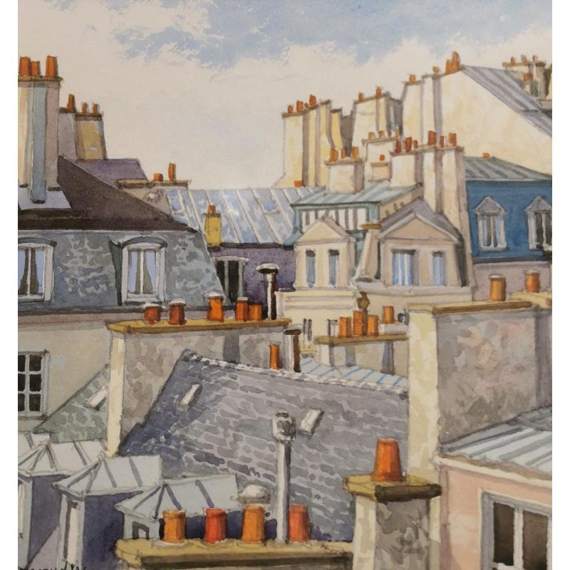 Peinture Paris et ses toits par Decoudun Jean charles | Tableau Figuratif Urbain Aquarelle