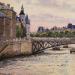 Painting Paris La Seine by Decoudun Jean charles | Painting Figurative Urban Watercolor