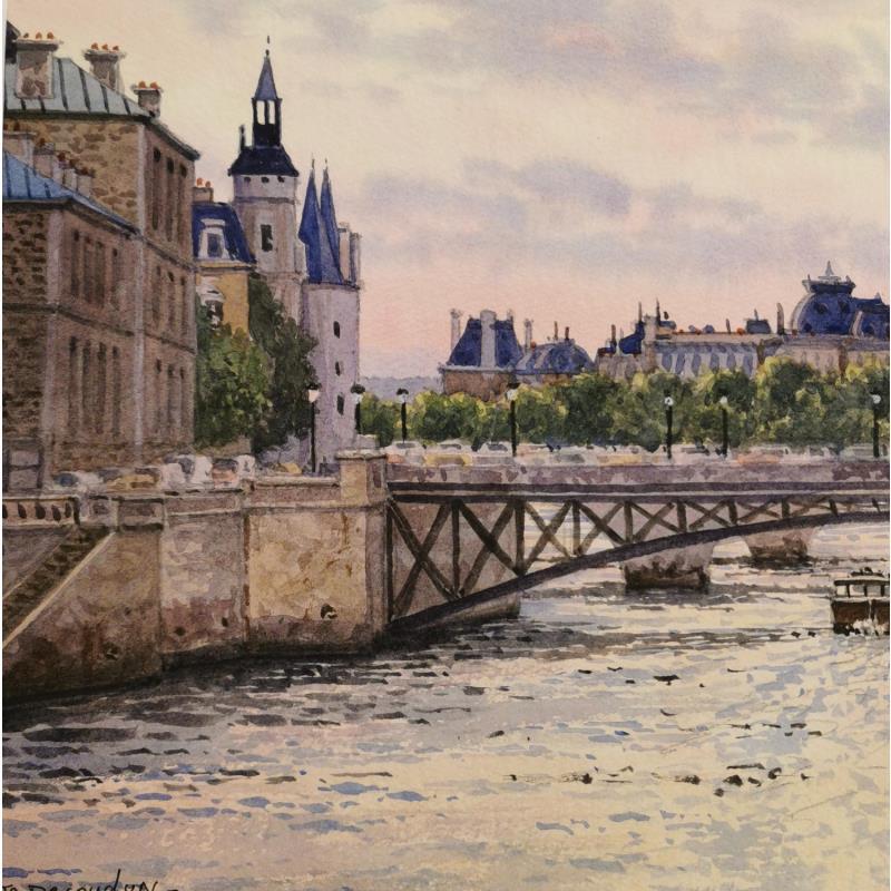 Painting Paris La Seine by Decoudun Jean charles | Painting Figurative Watercolor Urban