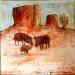 Peinture Family of Javelinas in the Red Rocks of Arizona par Maury Hervé | Tableau Art Singulier Animaux