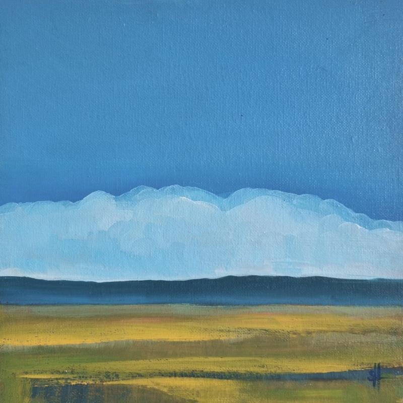 Painting RISING CLOUDS BEHIND THE HILLS by Herz Svenja | Painting Impressionism Landscapes Acrylic