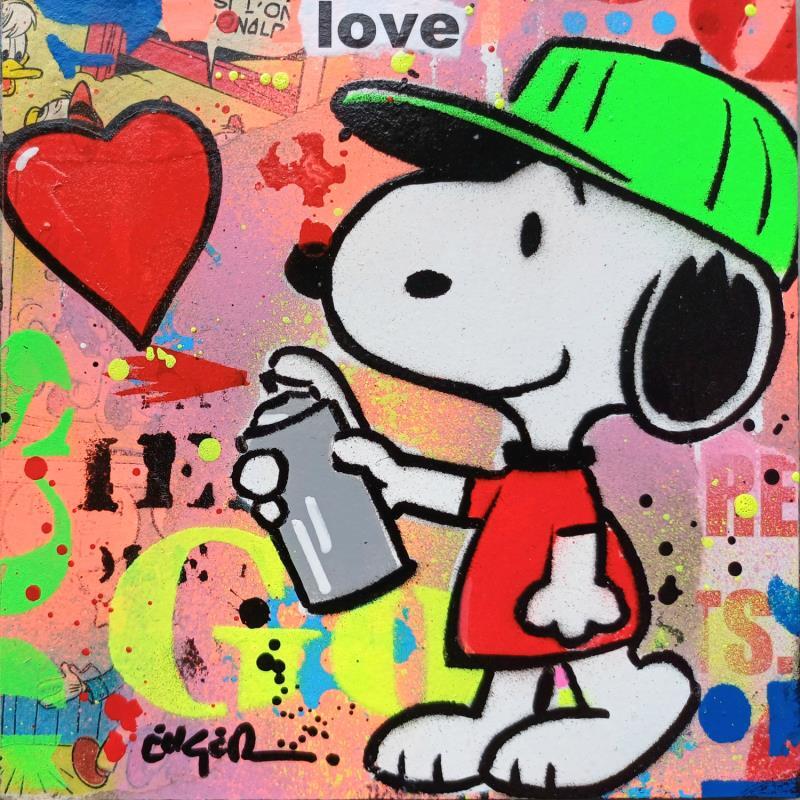 Painting LOVE by Euger Philippe | Painting Pop-art Pop icons Cardboard Acrylic Gluing