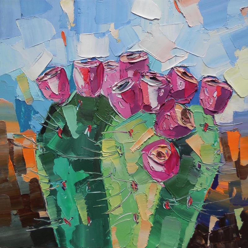 Painting Cactus fruits by Lunetskaya Elena | Painting Figurative Cardboard, Oil Minimalist, Nature, Pop icons