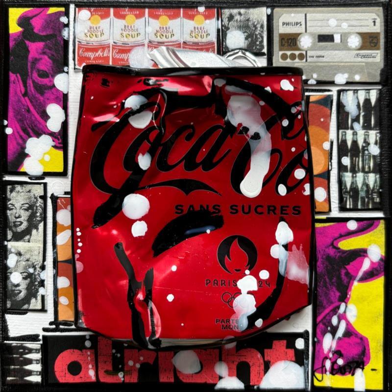 Gemälde POP COKE von Costa Sophie | Gemälde Pop-Art Pop-Ikonen Acryl Collage Upcycling