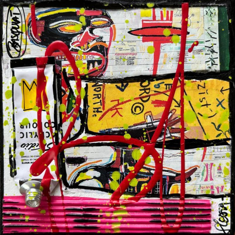 Painting Tribute to Basquiat by Costa Sophie | Painting Pop-art Acrylic, Gluing, Upcycling Pop icons