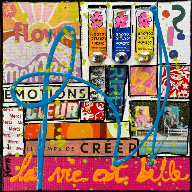 Painting La vie est belle ! (Flow) by Costa Sophie | Painting Pop-art Acrylic Gluing Upcycling