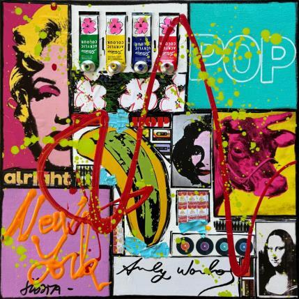Painting POP NY 2 by Costa Sophie | Painting Pop-art Acrylic, Gluing, Upcycling Pop icons