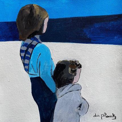 Gemälde Les enfants regardent la mer. von Du Planty Anne | Gemälde Figurativ Acryl Alltagsszenen, Marine, Pop-Ikonen