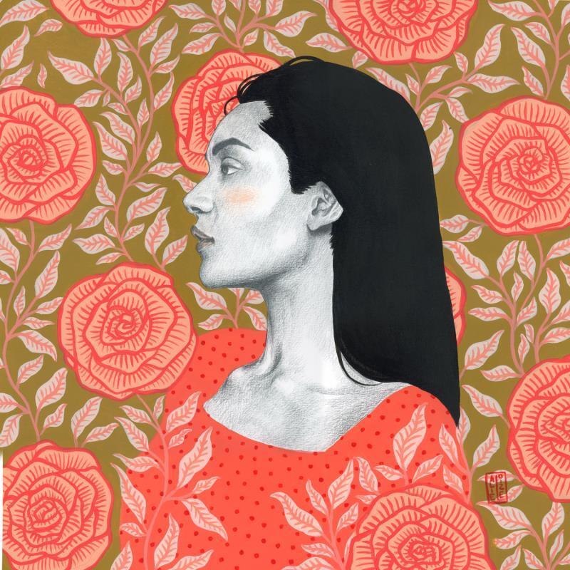Painting Tonya by Alie Loizel | Painting Figurative Acrylic Nature, Portrait