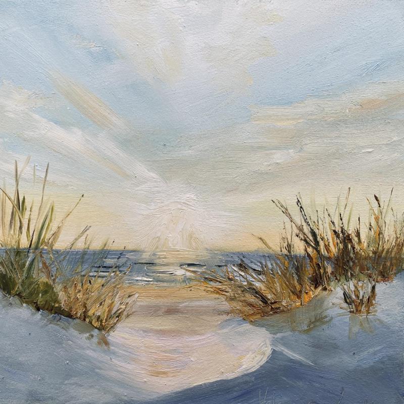 Painting De zon gaat onder 24ws377 by Lynden (van) Heleen | Painting Figurative Landscapes Marine Oil