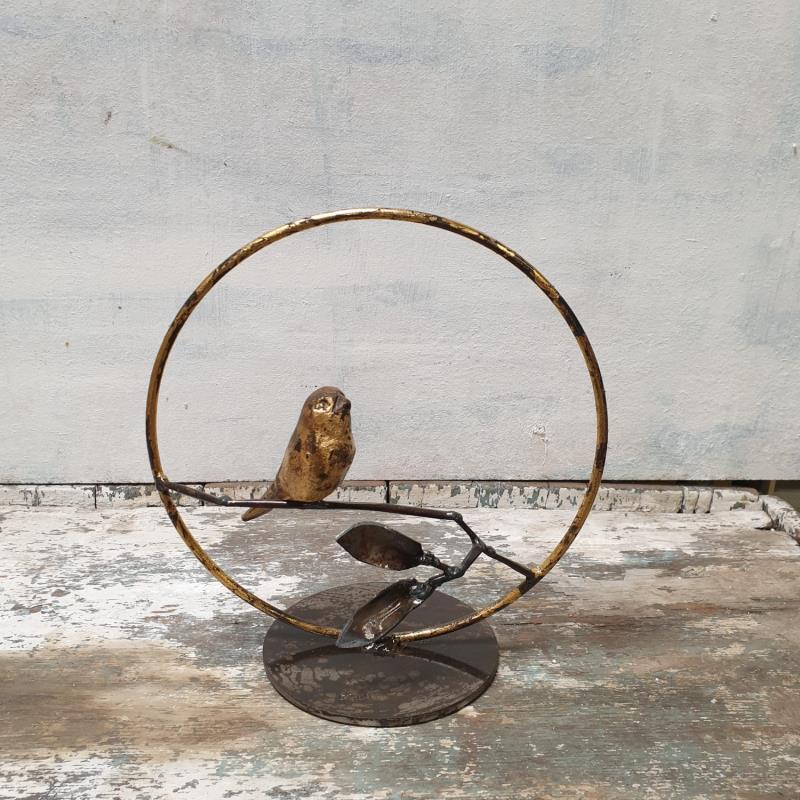 Sculpture oiseau sur branche 2 by Eres Nicolas | Sculpture Figurative Animals Metal