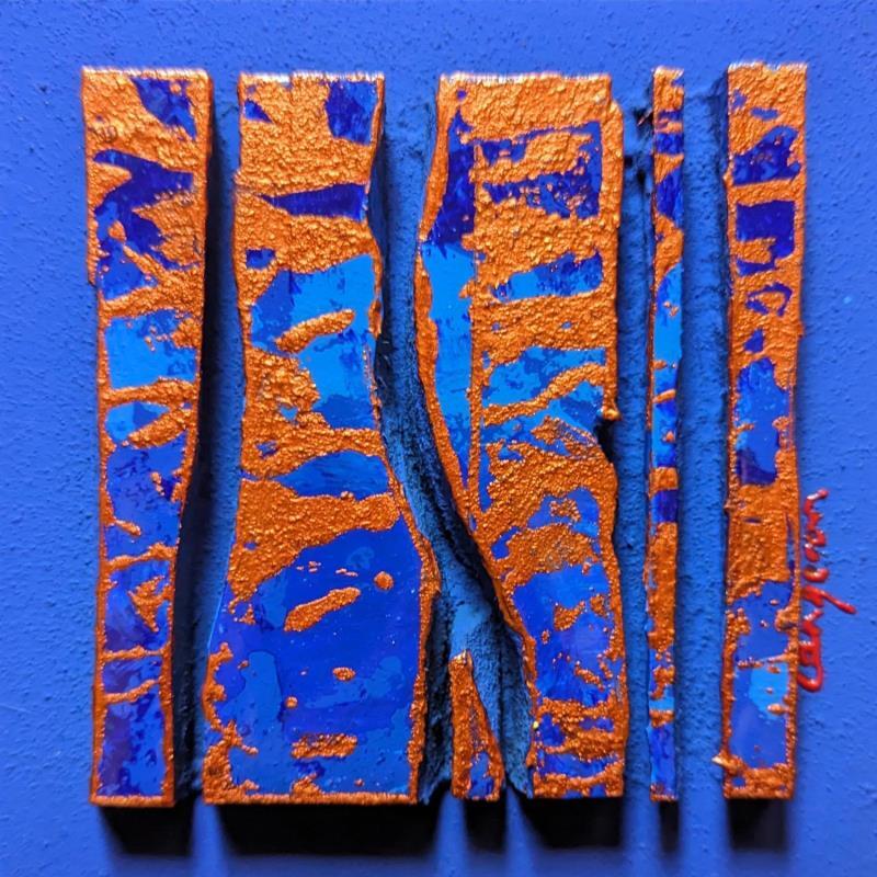 Gemälde Bc6 impression cuivre bleu von Langeron Luc | Gemälde Materialismus Holz Acryl Harz