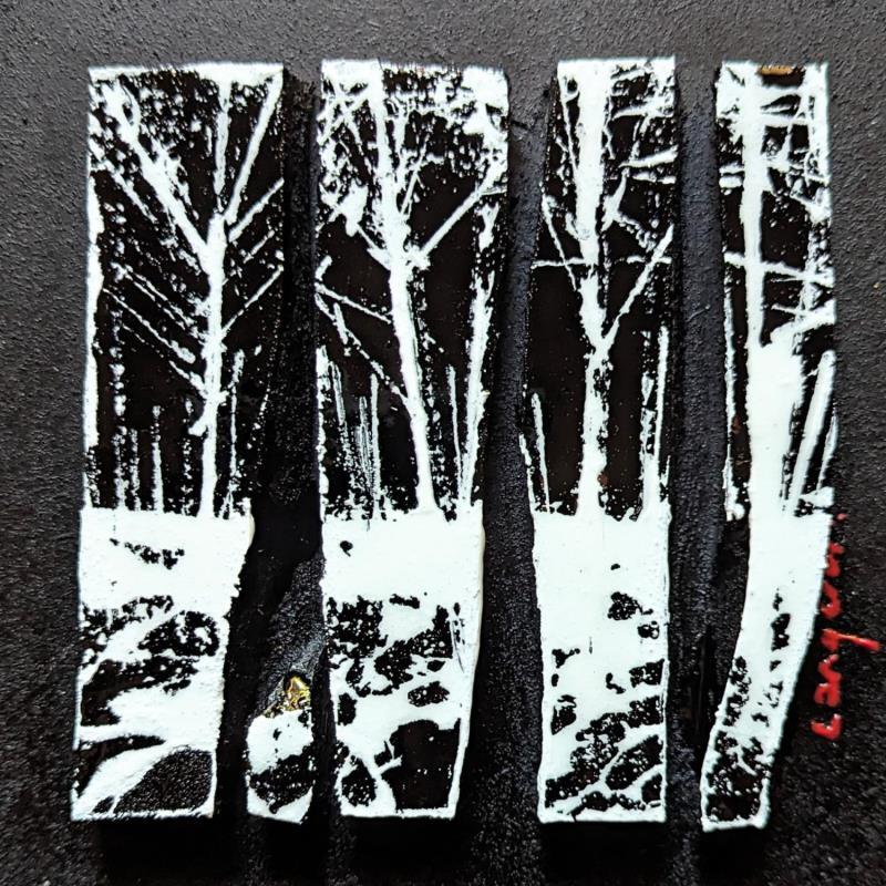 Peinture Bc5 lisière noir blanc par Langeron Luc | Tableau Matiérisme Acrylique, Bois, Résine