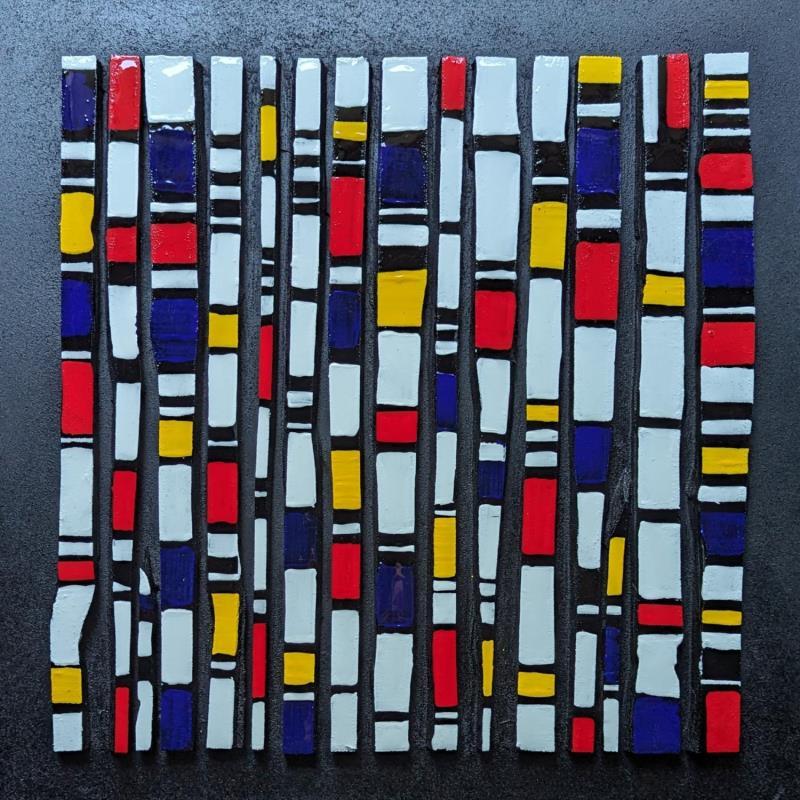 Painting Bc16 hommage mondrian by Langeron Luc | Painting Subject matter Wood Acrylic Resin