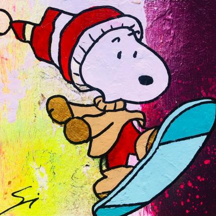 Gemälde SNOW WITH SNOOPY von Mestres Sergi | Gemälde Pop-Art Acryl, Graffiti Pop-Ikonen