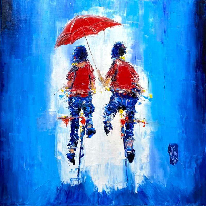 Painting Sous ton Parapluie by Raffin Christian | Painting Figurative Oil Life style