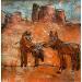 Peinture Coyotes in Arizona par Maury Hervé | Tableau Art Singulier Animaux Encre Sable